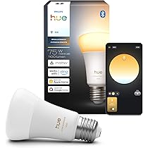 Philips Hue Lâmpada LED inteligente A19, ambiente branco, base E26