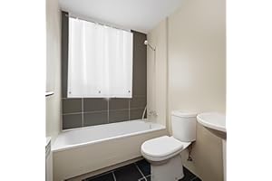 ABSENK Waterproof Shower Curtain for Window Inside Shower, 40 x 40 Inches Short Length Plastic Bathroom Window Curtain Heavy Duty Vinyl with Hooks, Silky Frost, 40x40