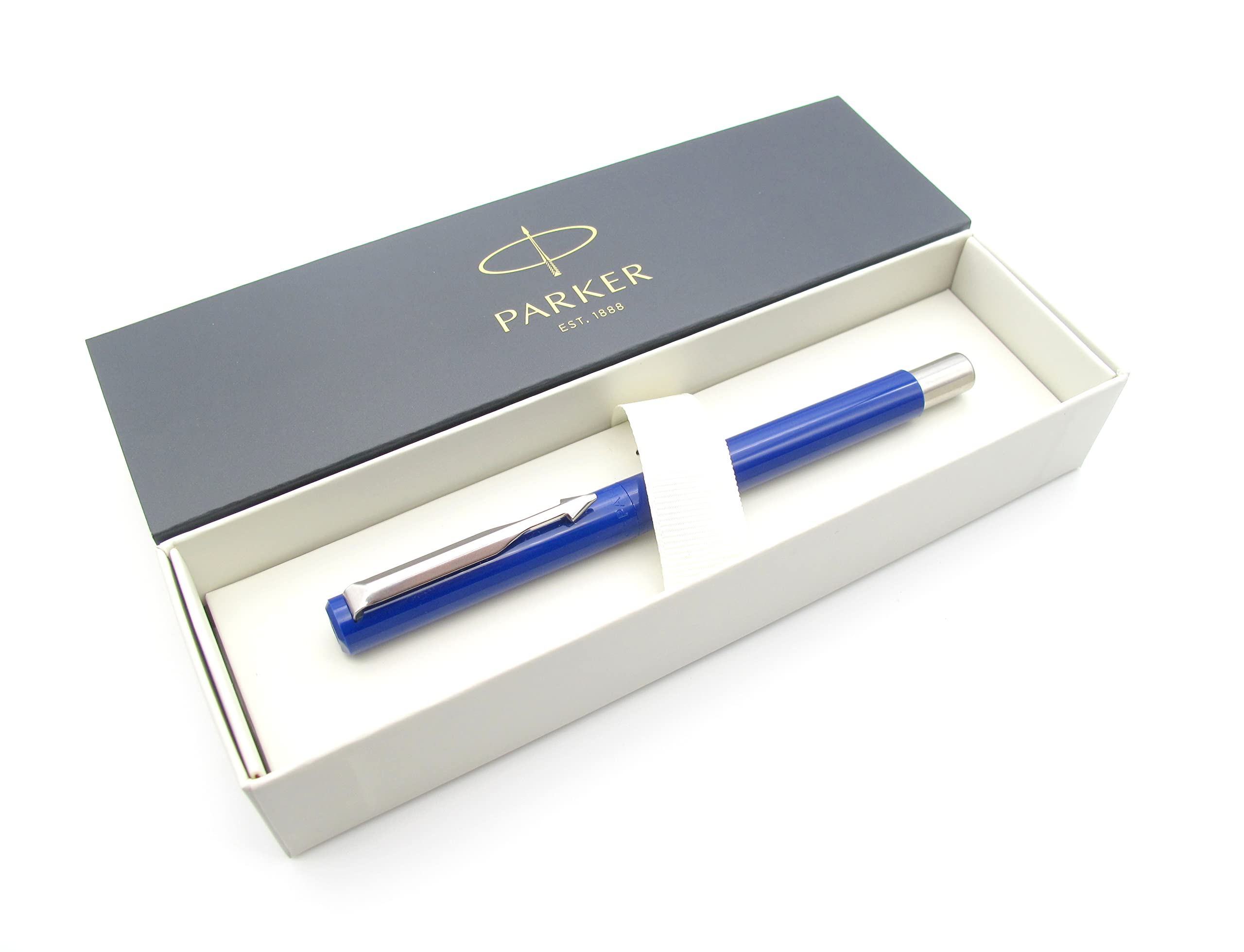 Parker Vector Premium Fountain Pen - Blue Barrel with Chrome Finish - Fine Nib - Gift Boxed