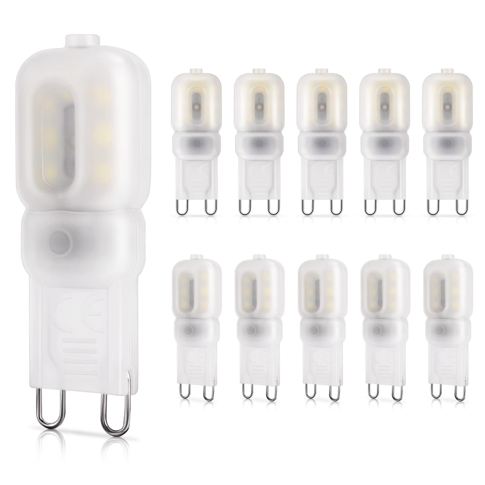 DiCUNO G9 LED Bulb 2W, Equivalent to 20W Halogen, 200LM, Daylight White 5000K, Not Dimmable, 220-240V, Energy Saving Light Bulbs 10-Pack