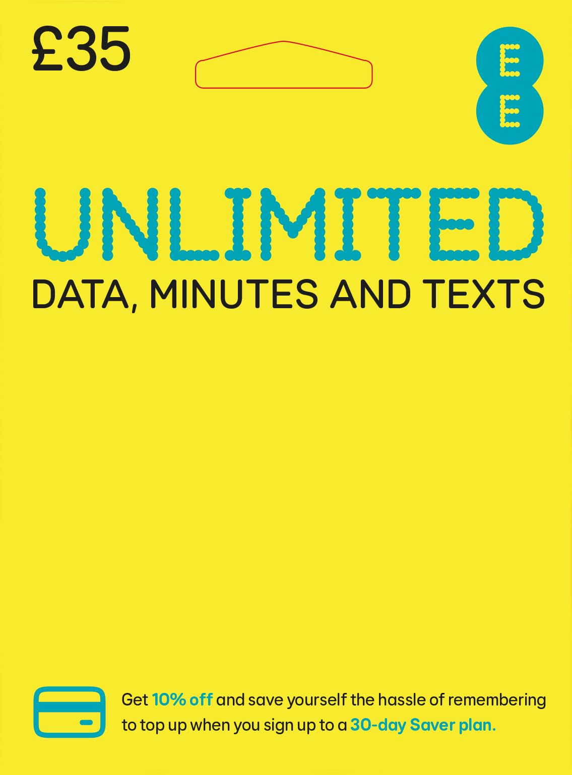 EE £35 Unlimited Data, Calls and Texts Pay As You Go Sim Card