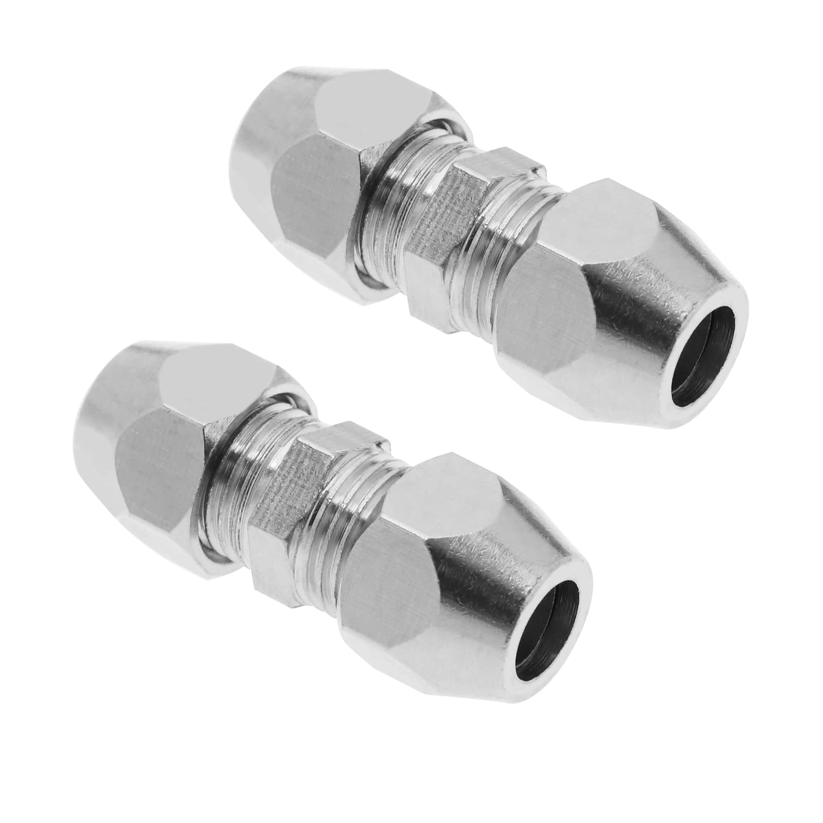 VGOL 2PCS 6mm Double Ferrule Pipe Fitting Straight Compression Fitting Adapter Nickel Plated Copper Air Conditioning Pipe Coupling Adapter for Plumbing
