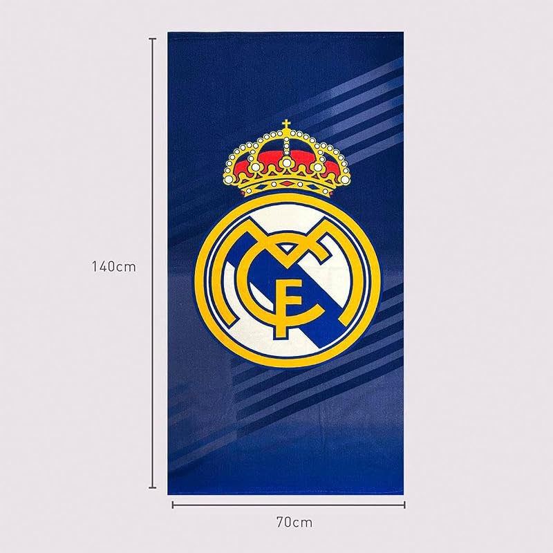 Toalla Real Madrid – Toalla Oficial con Diseño Exclusivo, Escudo y Colores del Club, Ideal para Playa, Piscina, Baño o Deporte, Accesorio Práctico para Aficionados al Fútbol
