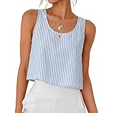 IDEALSANXUN Womens Scoop Neck Crop Tank Tops Spring Summer Sleeveless Tops