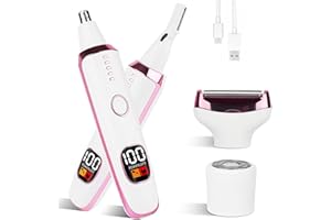 Mendaping 2025 Nose and Ear Hair Trimmer for Women and Men, 4 in 1 Rechargeable Facial & Eyebrow Hair Remover with LED Display, Painless Wet & Dry Electric Razor with Powerful Motor (Multicolor)