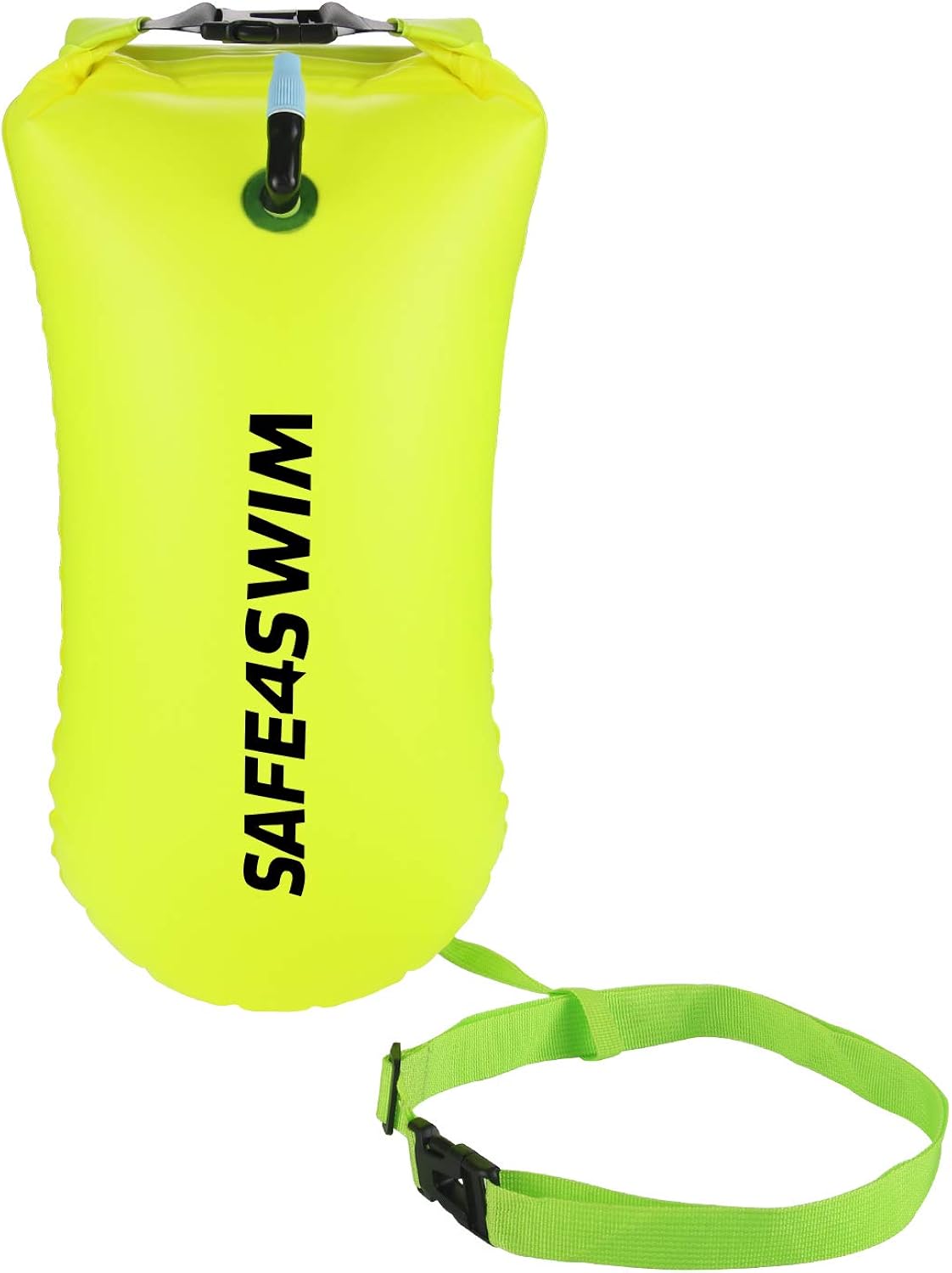 SAFE4SWIM 15L Pull Swim Buoy for Swimming Adult Open Water Be Bright Be Seen & Be Safer with Adjustable Swim Bubble Waist Belt Yellow: Sports & Outdoors
