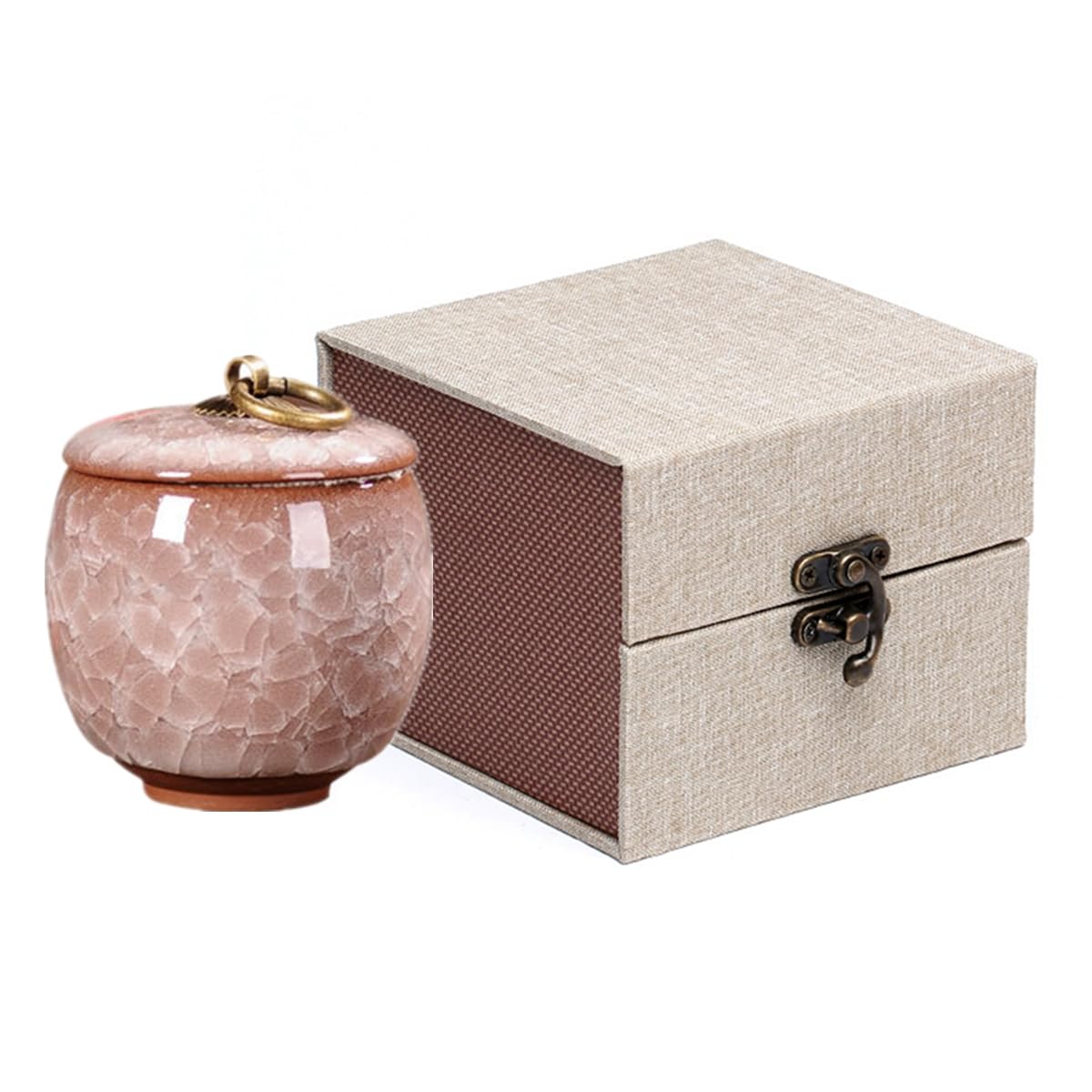 Vencede Handicrafted Ceramics Mini Pet Urns, Cremation Urns Ceramics Memorial Ashes Urn, Ashes Keepsake Memorial Ashes Holder, Pet Coffin, Dog Urn, Beautiful Ashes Keepsake, Sealed Ceramic (Beige) — image 1