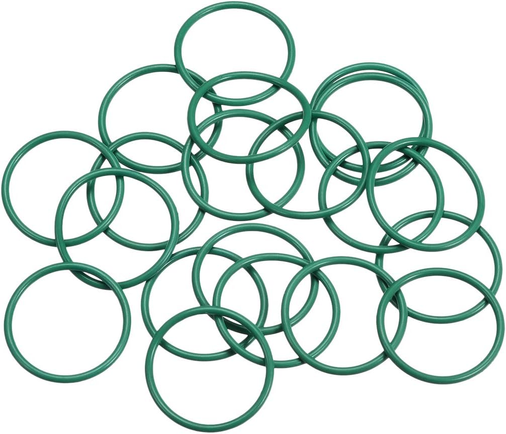 sourcing map Fluorine Rubber O-Rings, 22mm OD 19mm ID 1.5mm Width FKM Seal Gasket for Machinery Plumbing Green, Pack of 20