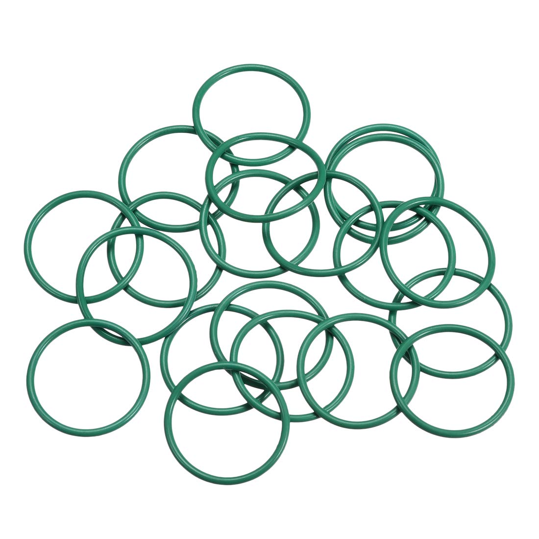 sourcing map Fluorine Rubber O-Rings, 22mm OD 19mm ID 1.5mm Width FKM Seal Gasket for Machinery Plumbing, Green, Pack of 20