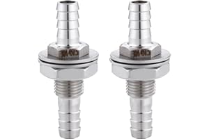 CEAESO 1/4" Hose Barb Thru-Bulk Bulkhead Fitting,304 Stainless Steel Straight Hex Union Fitting for Water Fuel Air，lead-free (Pack of 2)