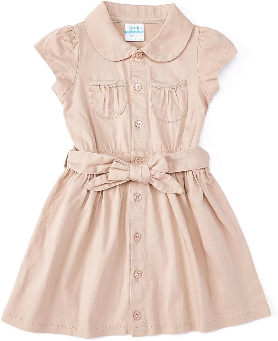 unik Girl Uniform Belted Safari Dress Navy Khaki
