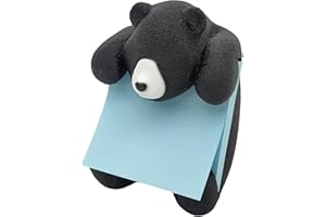 RhyNSky Black Bear Pop Up Sticky Notes Holder Animal Pop-up Note Dispenser for Desk Office School Accessories, 3x3 in, C12