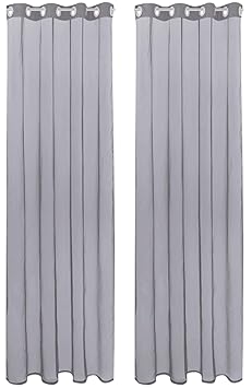 Bestlivings Transparente Graue Gardine mit Ösen 2er Pack (B140 x L145), viele Varianten erhältlich