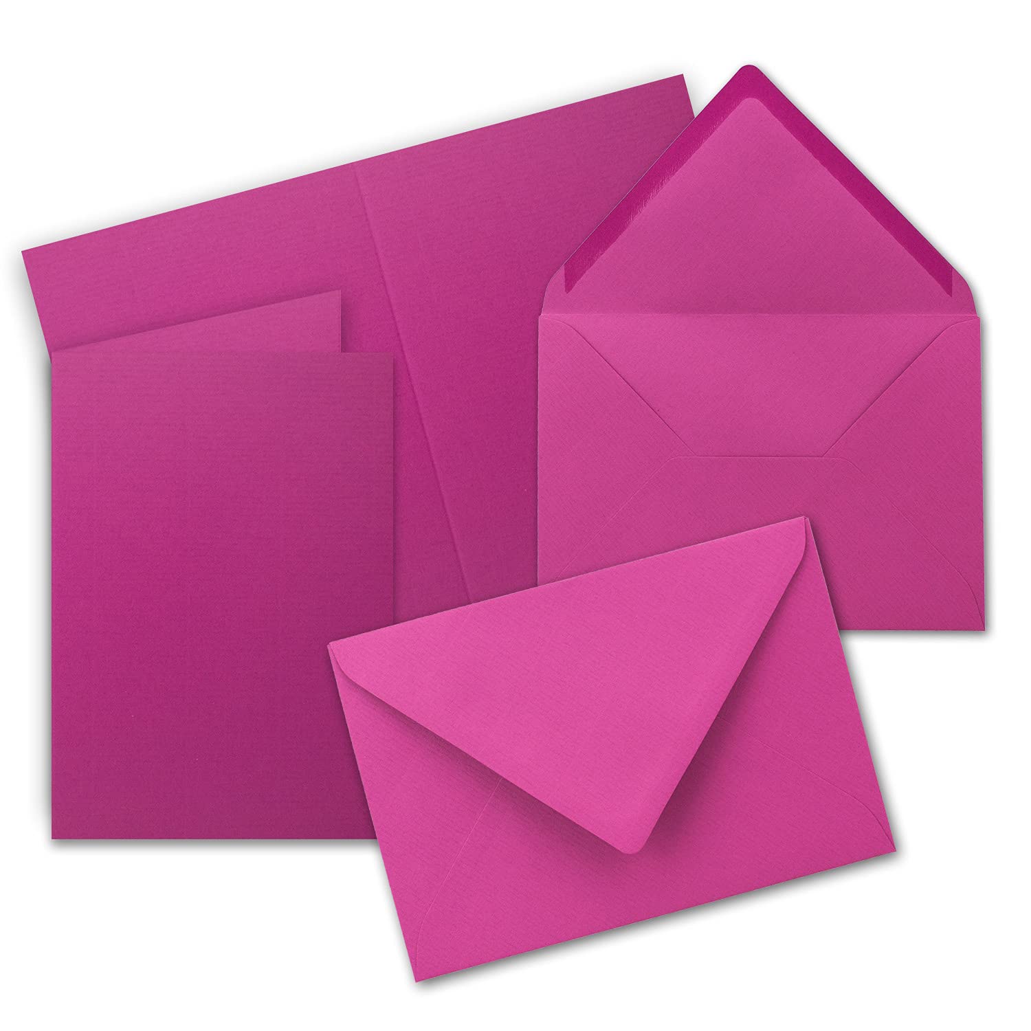 DIN B6 Folding Cards Set with envelopes - 115 x 170 mm - for Invitation Cards, Weddings, christenings, Communions, confirmations - dimensionally Stable - Suitable for Printers, 25 Sets Red (Amarena)