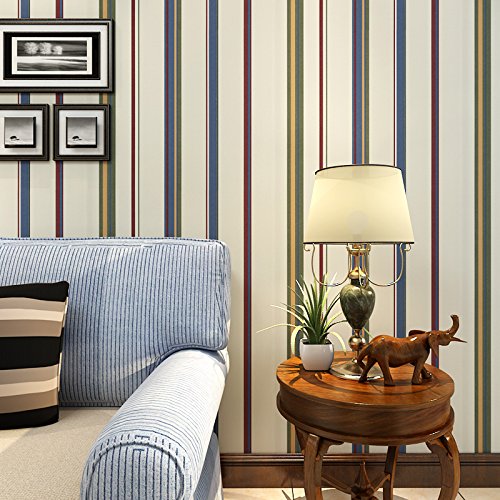 Environmental Protection Non-Woven Fabrics Children'S Room Pure Paper Wallpaper Simple Modern Color Vertical Stripes Wallpaper Bedroom Tv Background 53Cmx1000Cm