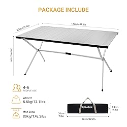 KingCamp Camping Table Roll up Aluminum Folding