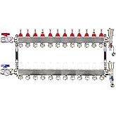 AB WiseWater 12 Loop Manifold: PEX Tubing Radiant Heat Manifolds with Compatible Outlets, for Hydronic Radiant Floor Heating