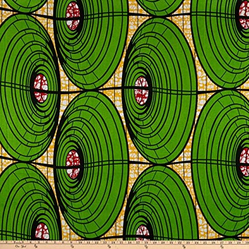 Shawn Pahwa African Print Umzuzu Fabric, Green/Yellow, Fabric By The Yard