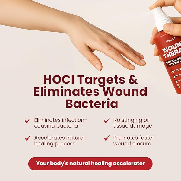 WOUND THERAPY (8 OZ) – HYPOCHLOROUS ACID (HOCL) SKIN CLEANSER, WOUND SPRAY FOR FAST HEALING – FIRST AID ANTISEPTIC SPRAY FOR SKIN REPAIR – MADE IN USA