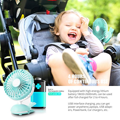 Clip Fan Portable Mini USB - Battery Operated Fan Silent Desk Fan, 360 Rotation, Rechargeable Battery Powered Fan, Small Cooling Quiet for Stroller, Bedroom, Office, Woman, Kids, Travel