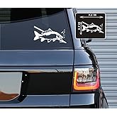 Printbeat Hunting Fish Vinyl Decals Stickers for Cars, Vans, Trucks, and laptops (White 3.7x7.2)