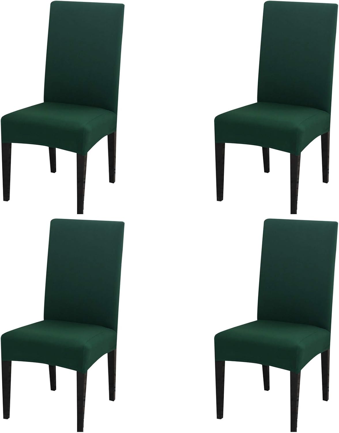 Slipcovers - 4 Pack Dining Chair Covers, Stretch Spandex Removable Washable Protector Chair Slipcovers for Dining Room Kitchen Hotel (Hunter Green)