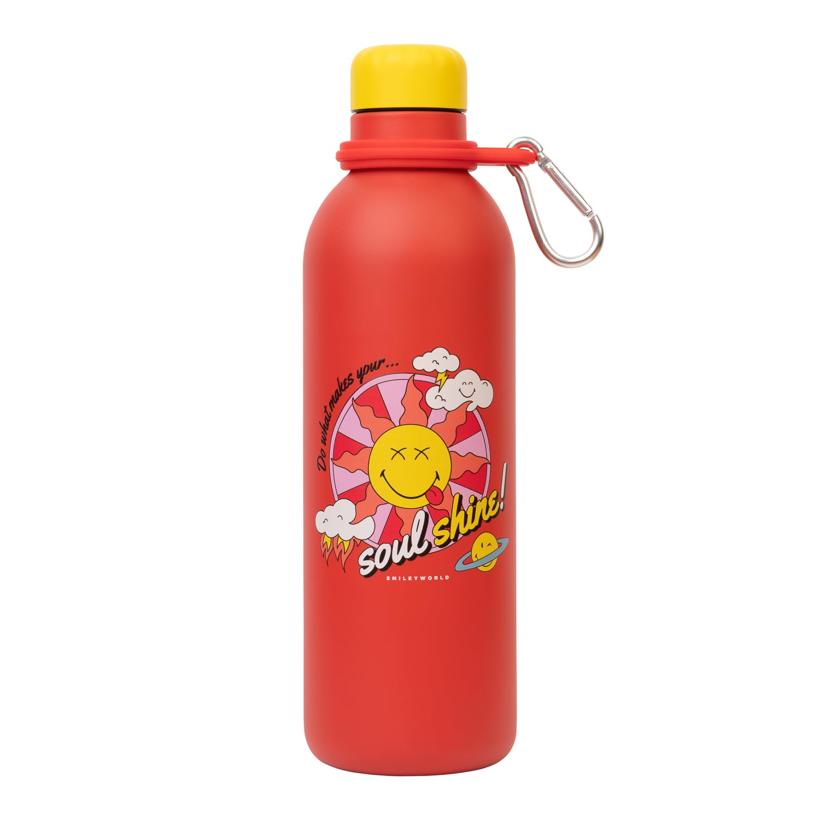 Grupo Erik Metal Water Bottle 500ml / 17oz - Smiley | Hot and Cold Water Bottle Stainless Steel, Cute Travel Bottles Gym | Cool Gifts Under 20 Pounds