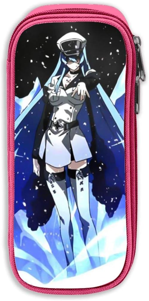 Multifunctional Double Zipper Pencil Organizer for Preschool, Akame Ga Kill Ice Queen Esdeath Jaegers Toiletry Makeup Bag, Fashion Storage Bag for Unisex Adult