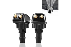 neynavy 2 PCS Front Windshield Washer Nozzle, Wiper Spray Sprinkler Kit, Auto Universal Straight Column Water Spray Nozzle (Black)