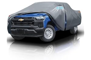 DOZENTRO Chevrolet Colorado Truck Cover Custom Fit 2003-2025 Extended/Crew Cab Short Bed(5'-6.1') With Door Zipper, 10 Layer Pickup Truck Cover Waterproof All Weather, Car Tarp for Wind Dust Sun etc Protector.