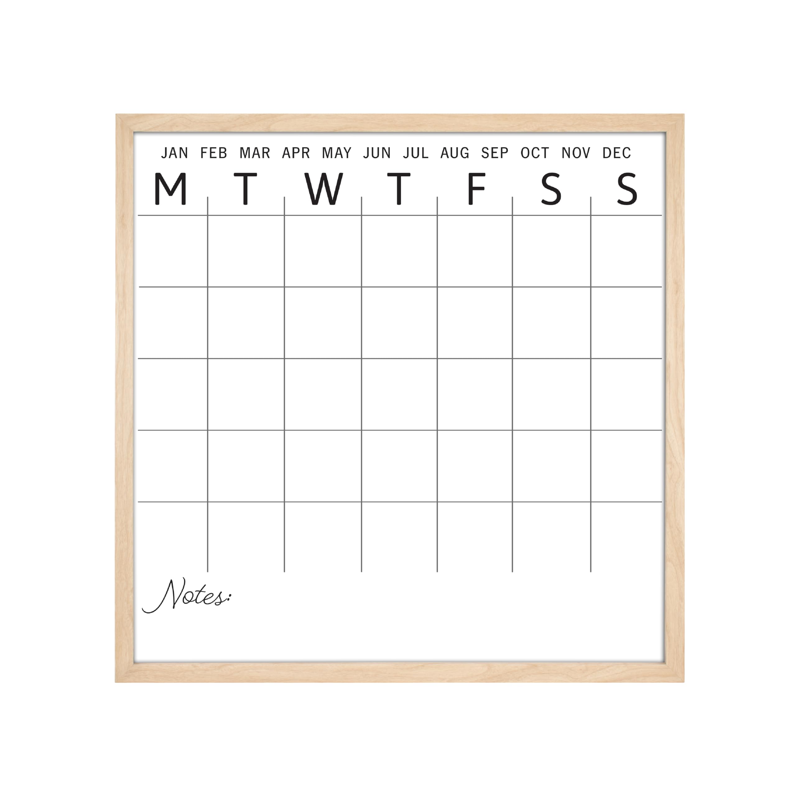 Photo 1 of MCS Dry Erase Calander 30x30 Natural Framed Monthly Calendar for The Wall, Stay Organized with Family Planner for Appointments, Sports, Events & More
