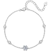 ALQDLI Sterling Silver Moissanite Bracelet for Women, 1CT D Color VVS1 Adjustable Diamond Bracelets for Women 6.5"+2" White Gold Plated, Perfect Jewelry Gifts for Her