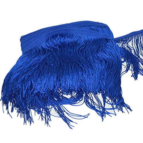 Mangocore 10Yard/Lot 15CM Long Lace Trim Color Polyester Tassel Fringe Trimming For Diy Latin Dress Stage Clothes Accessories (Dark blue)