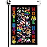 LAGZDFC Hate Has No Home Here Welcome Garden Flag Gifts, Double Sided Farmhouse Lawn Outdoor Decor Yard Flags for LGBTQ Lesbian Gay Transgender, LGBTQ BLM Feminism Sign, Pride Garden Flag Gifts