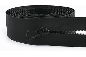 3-10M 5# Nylon Waterproof Zipper Reverse Zip Puller Plastic Zippers Coil Bags Zips Repair Kit DIY Sewing(Black,10M(10Pcs Slid