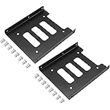 RIIEYOCA 2.5" to 3.5" SSD HDD Hard Drive Adapter Bay,2 Pack Steel Hard Disk Drive Mounting Holder,for PC Computer Host Solid 