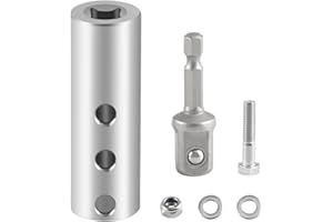 EVRBUL Upgraded Stainless Steel Trailer Jack Electric Drill Adapter with a 1/2 in Socket Adapter Bit Compatible with 1 Inch Jack Drive Shaft