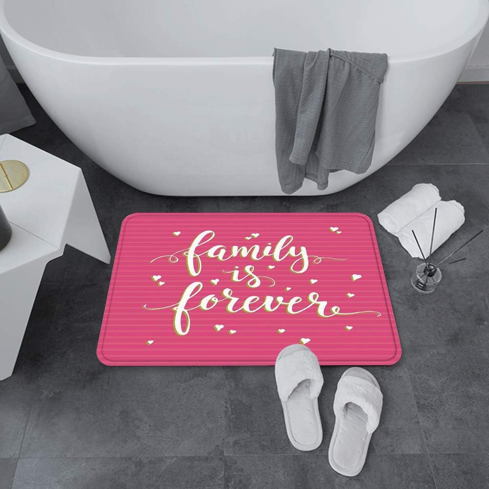 Super Soft Bath Rugs Floor Mat,Family,Hand Drawn Typography Poster