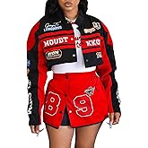Women's 2 Piece Outfits Long Sleeve Crop Jacket Top Bodycon Mini Skirt Set Y2k Streetwear Birthday Club Outfits