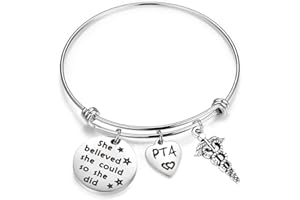 SEIRAA SEIRA Physical Therapist Assistant Gift She Believe She Could Bracelet Graduation Gift Caduceus Jewelry Therapy Gift (bracelet)