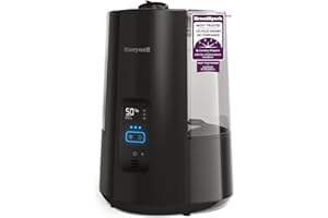 Honeywell HWC778BC Dual Comfortᵀᴹ Cool Mist + Warm Steam Humidifier, Black, with Humidistat & Digital Control Panel, Essentia