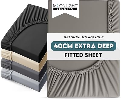 Moonlight Bedding King Size Fitted Sheet 40cm Deep Grey Microfiber