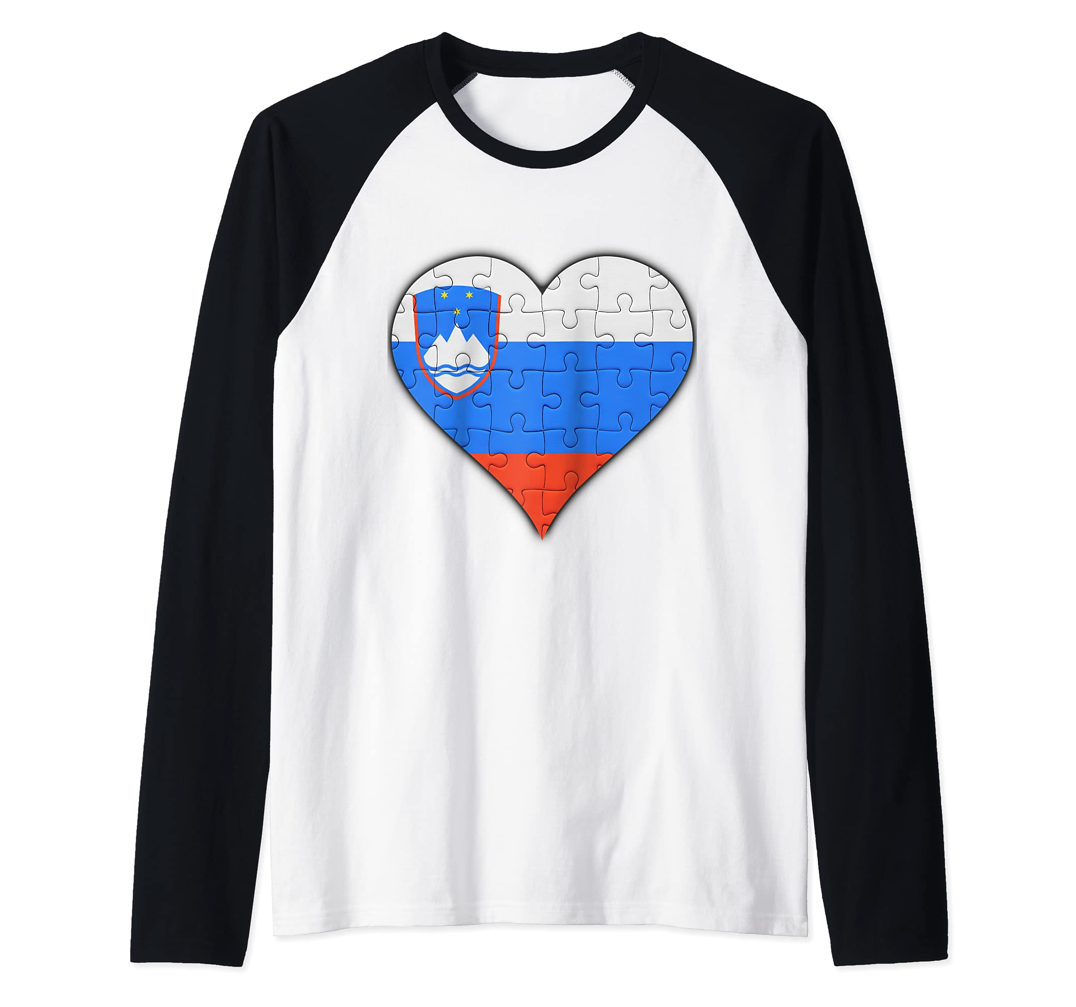 Slovenia Slovenian Flag Heart Raglan Baseball Tee