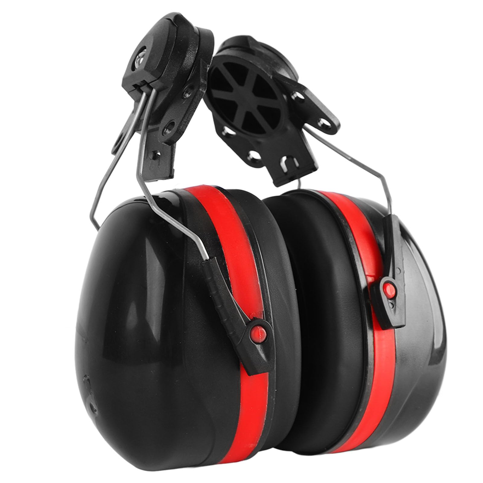 SEAFRONT 2Pcs Hard Hat Attachment Earmuff Adjustable Telescopic Helmet Earmuff for Noise Reduction Lightweight Fashionable Design Red Black PVC Sponge Ear Defenders