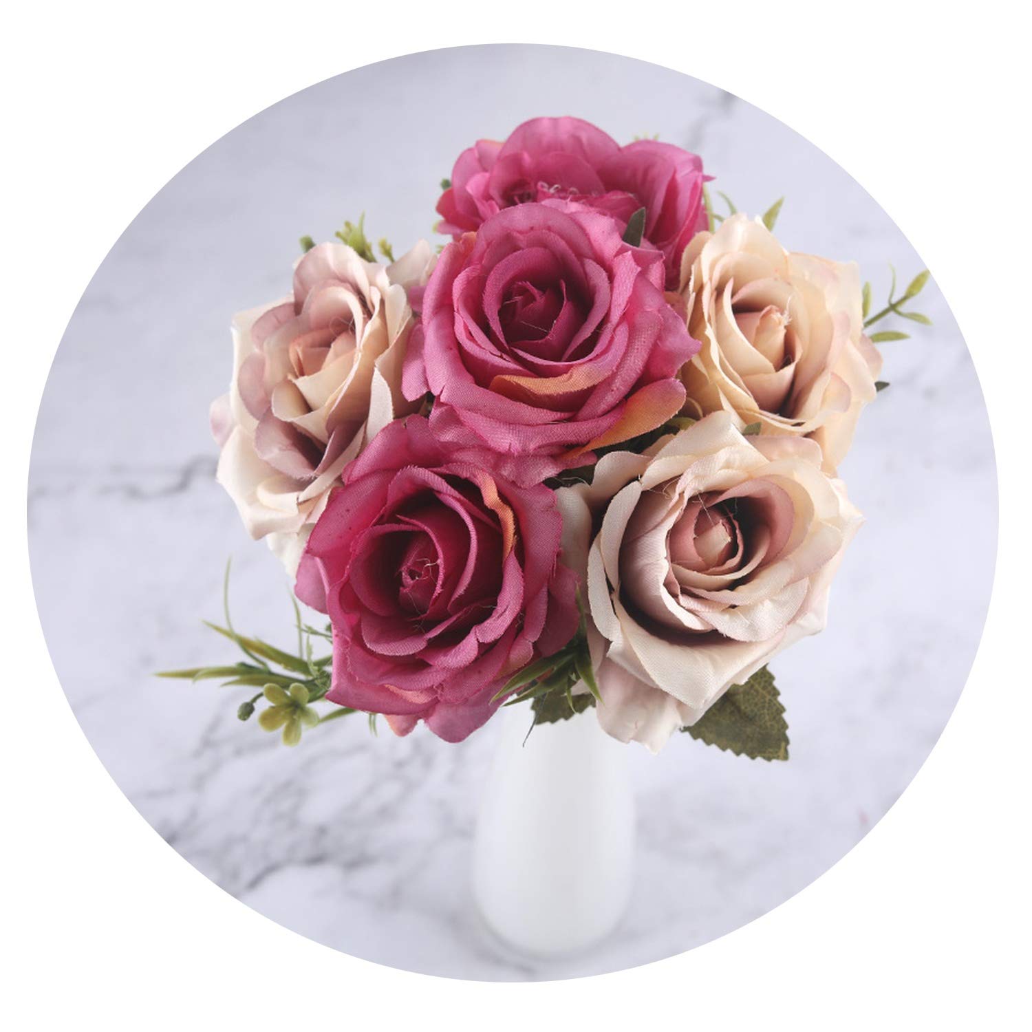 Amazon Com Yunzhongke 6 Heads White Rose Artificial Flowers Silk