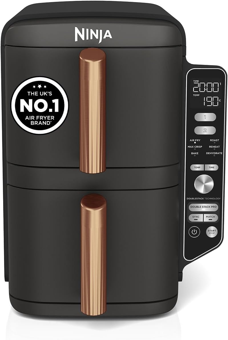 Ninja Double Stack XL Air Fryer 9.5L 4 Levels 6 Functions Black Copper
