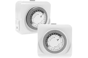 3 Prong Timer Outlet Plug Indoor 24 Hour Mechanical Outlet Timer with 2 Outlets,30 Minute Intervals Light Energy Saving Elect
