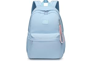 Caran·Y 30L Kids Backpack for Girls & Boys Ages 8-18+-Lightweight School Backpack Multi-Pocket Design Adjustable Straps Durable Water-Resistant Aqua Blue Ideal for Elementary to High School Students