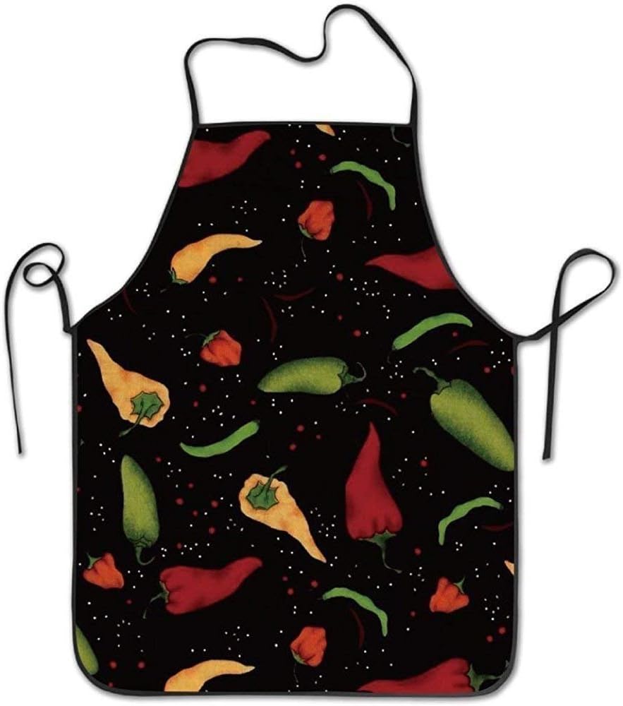 Red Green Chili Pepper Fashion Housewife Home Commercial Chefs Apron For BBQ,Cooking,Working,Grilling,Baking,Gardening