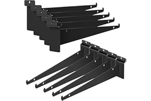 ALISWAT 10Pcs Heavy Duty Slatwall Knife Shelf Bracket, 8 inch Metal Shelf Bracket for Slat Wall, Black Slatwall Accessories with Lip, Gridwall Brackets Hooks for Slatwall Panels Shelf Display Home Commercial